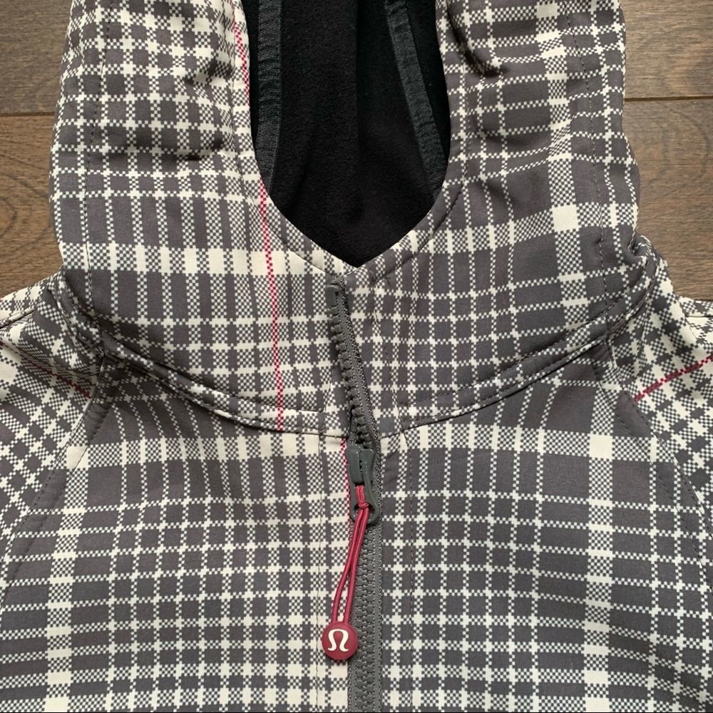 LULULEMON Apres Jacket Gray Multi Plaid Hooded Long Rain - Picture 12 of 12